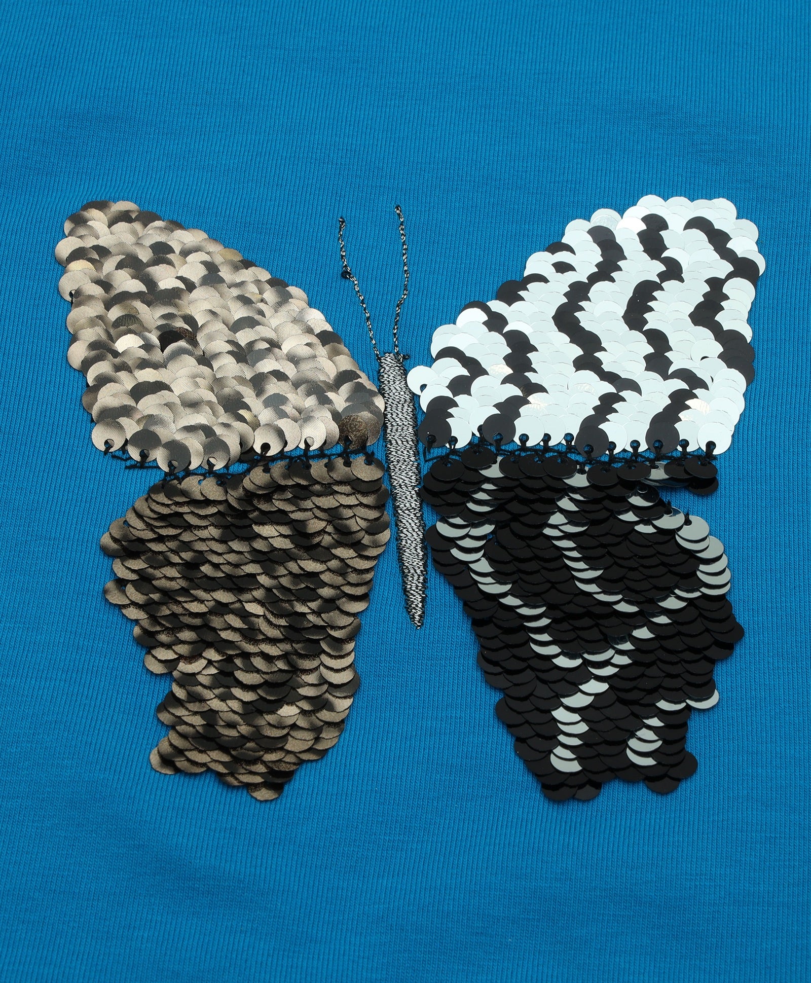 Girls Sequin Butterfly Tee with PomPom Lace Shorts