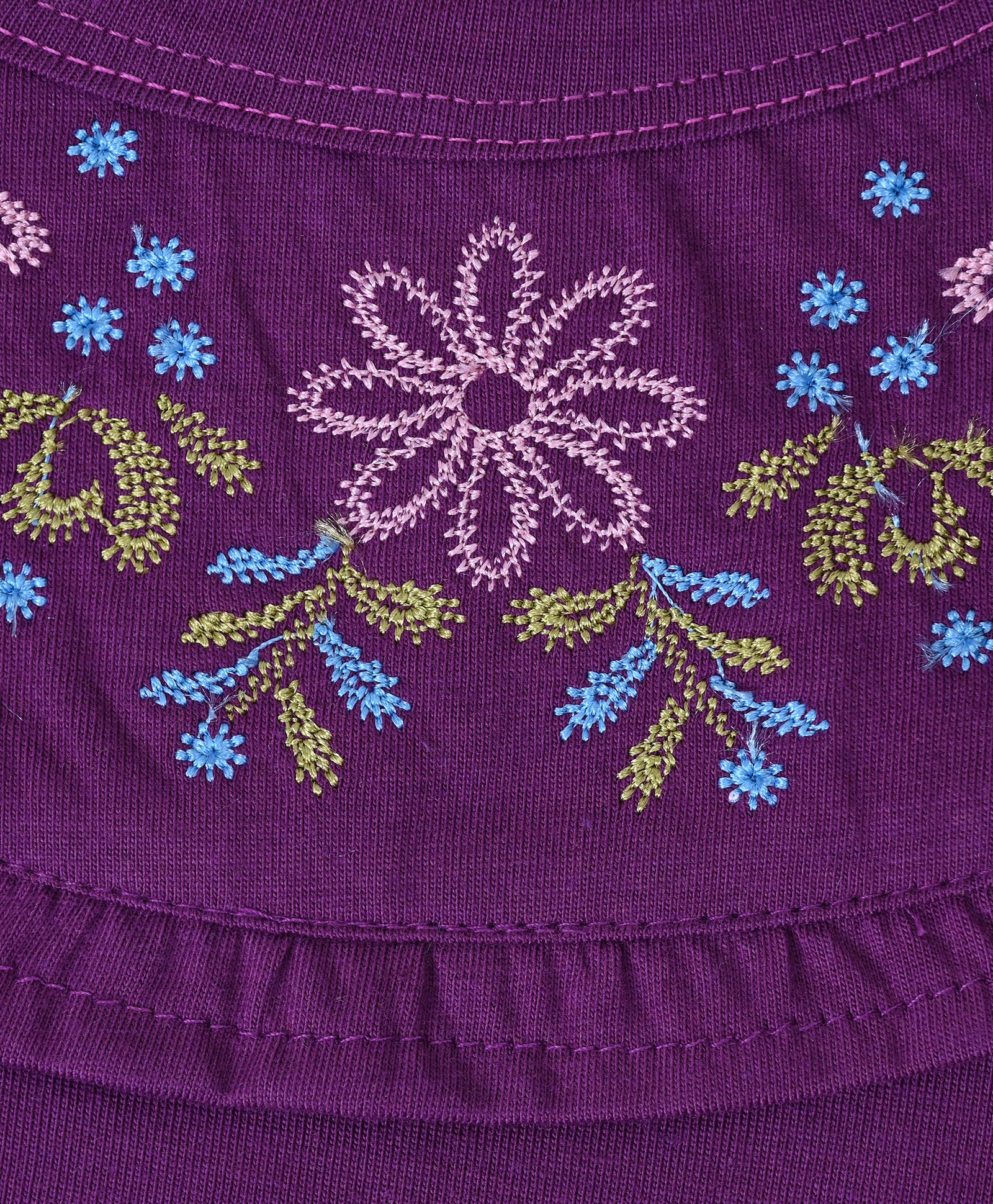 Girls Yoke Embroidered Tee with Embroidered Twill Shorts