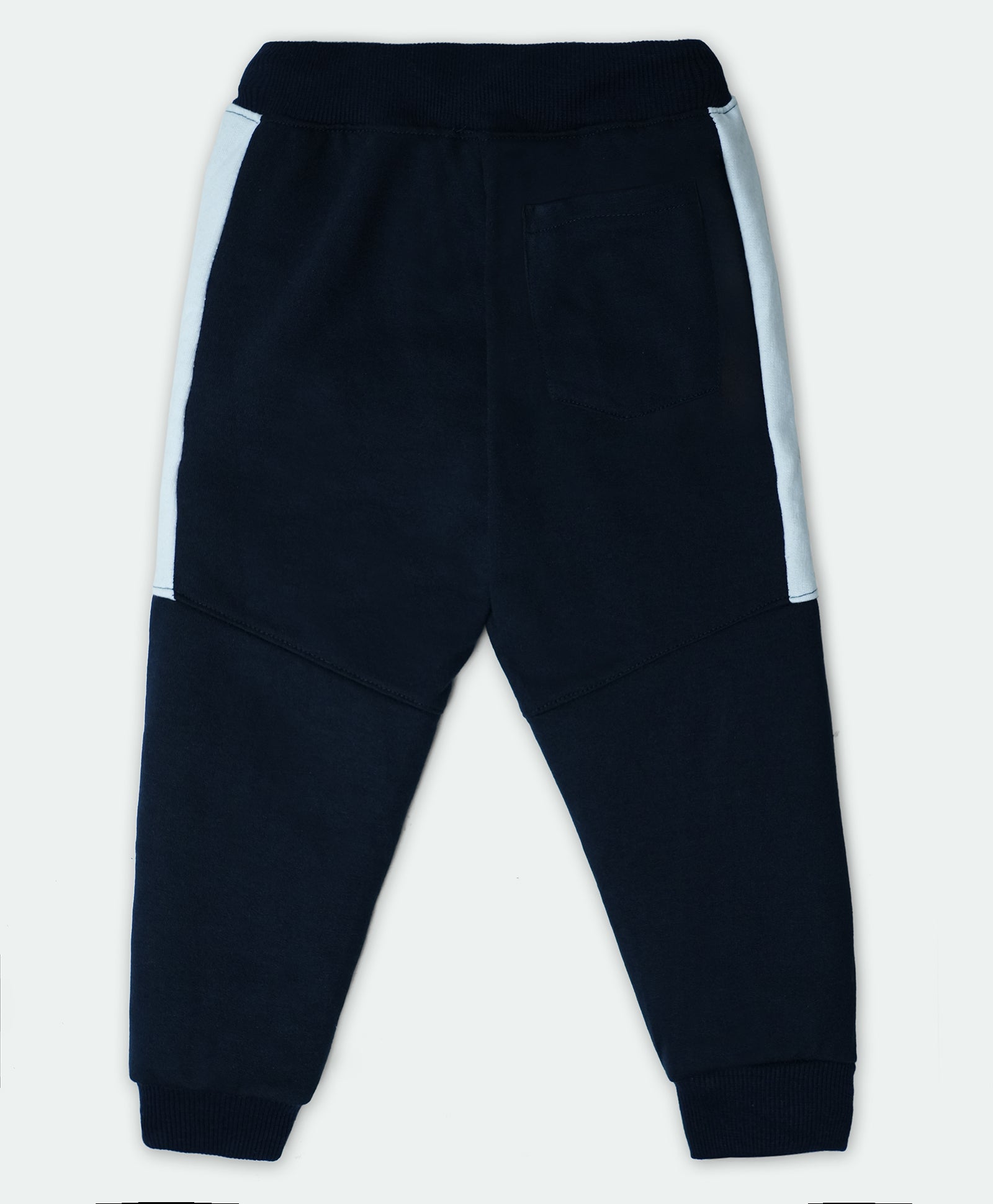 Cotton Loopknit Full Length Side Patterned Bornstar Printed Joggers - Navy