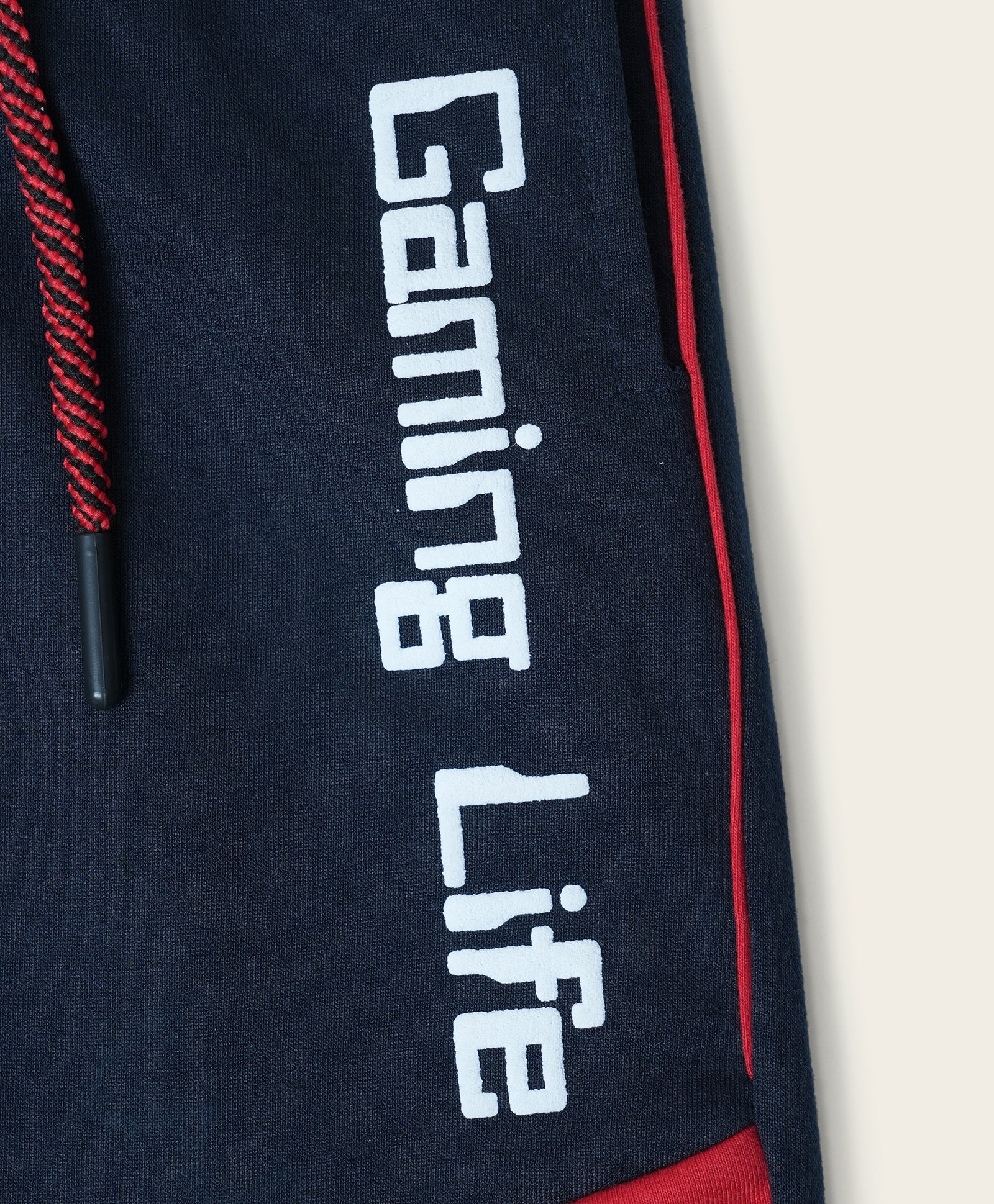 Cotton Loopknit Full Length Fancy Pattern Gaming Life Printed Joggers - Navy