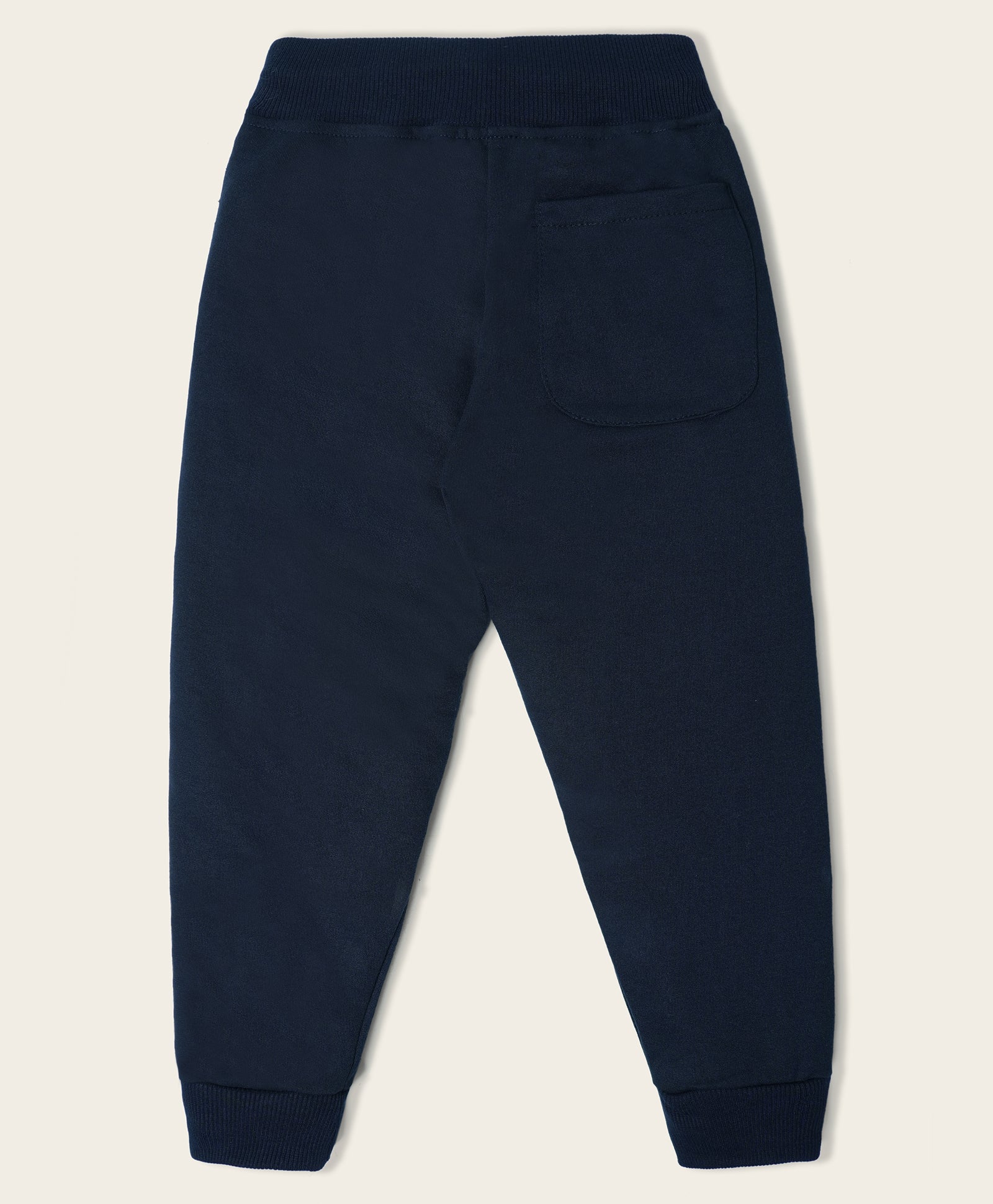 Cotton Loopknit Full Length Pleated Pattern GameMode Printed Joggers - Navy