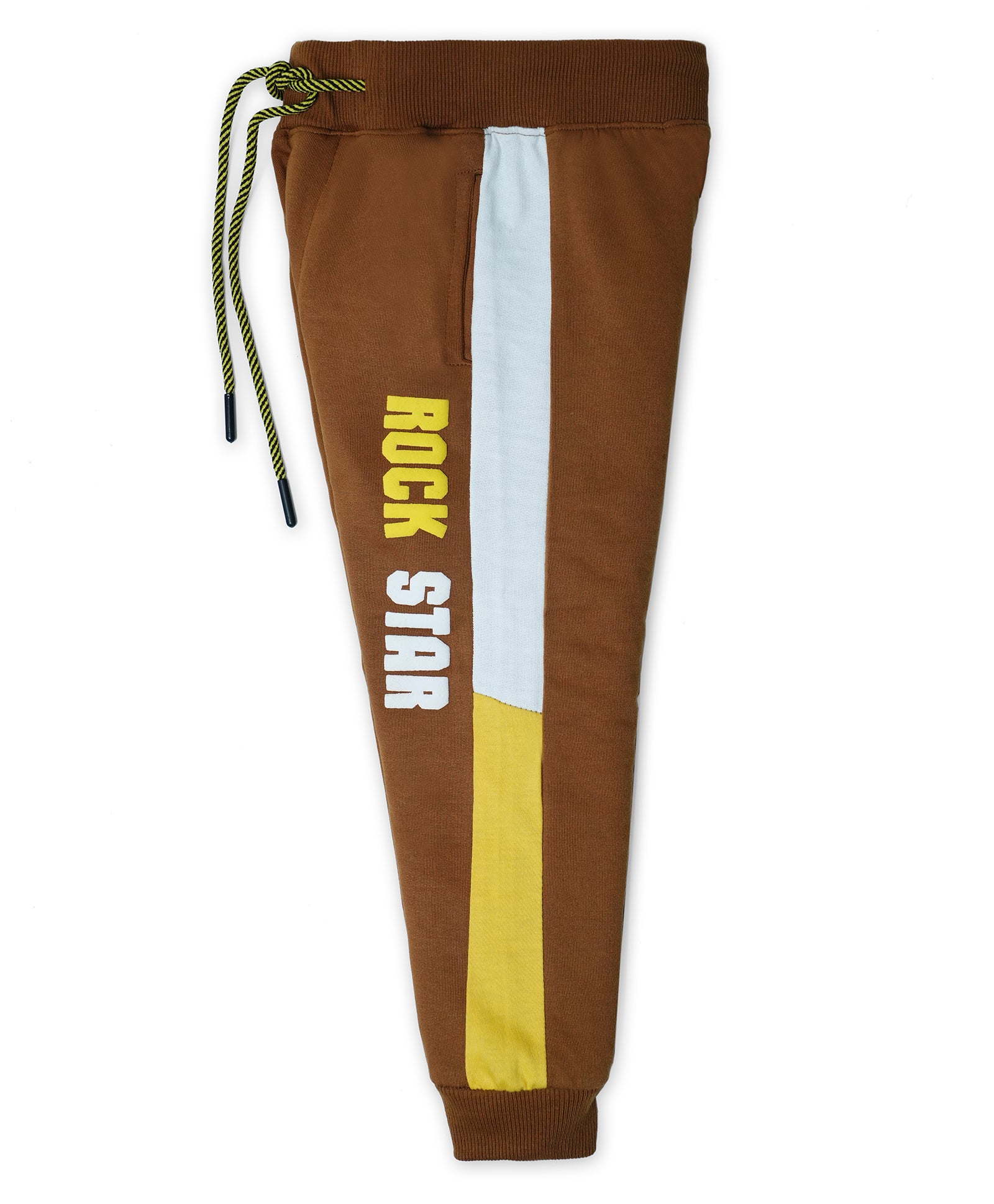 Cotton Loopknit Full Length Fancy Pattern Rockstar Printed Joggers - Brown