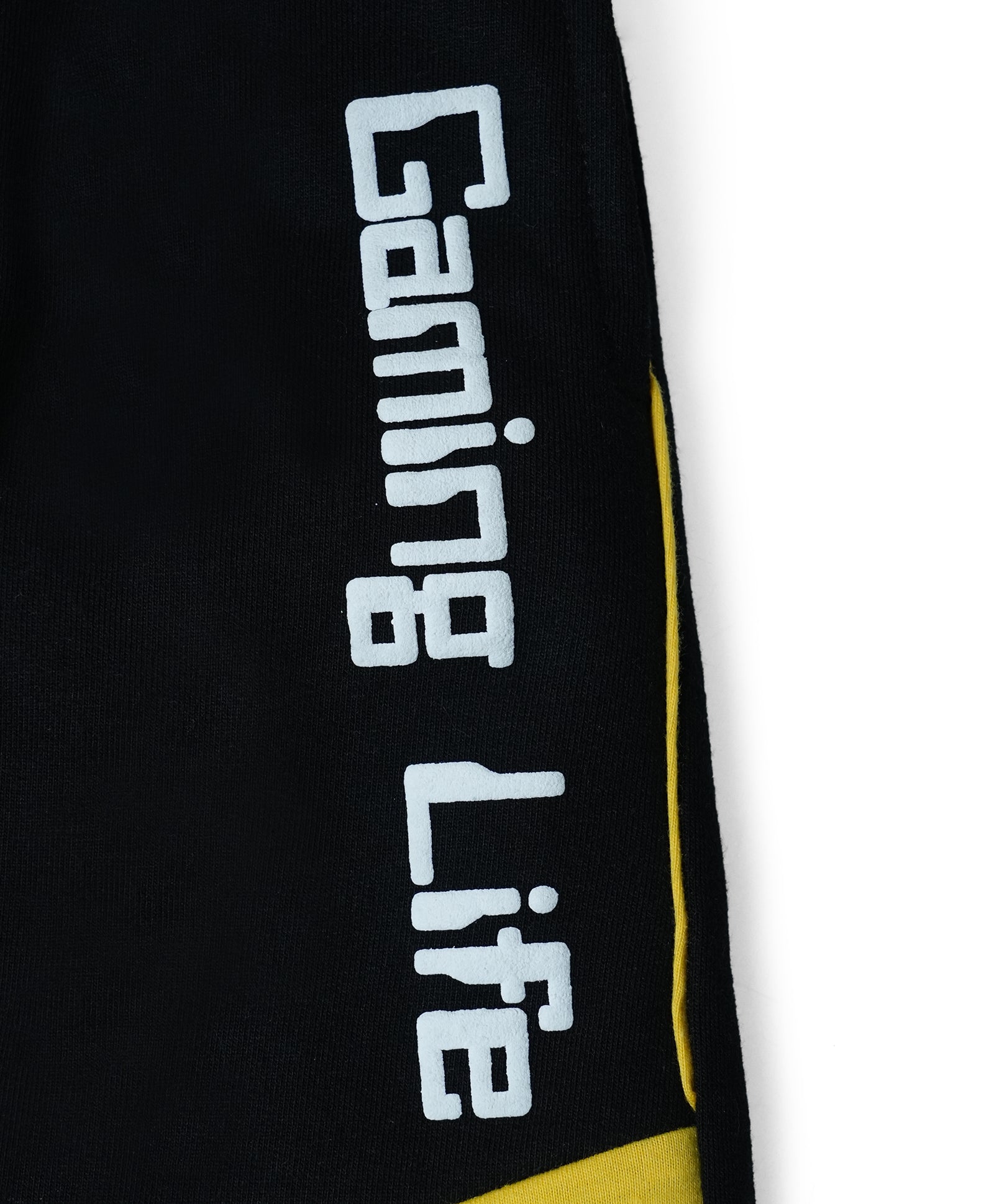 Cotton Loopknit Full Length Fancy Pattern Gaming Life Printed Joggers - Black