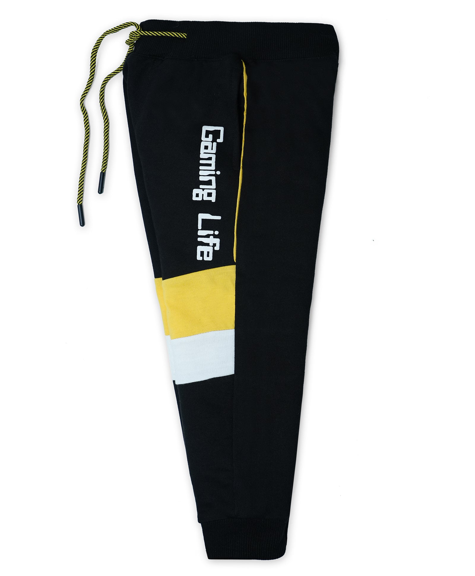 Cotton Loopknit Full Length Fancy Pattern Gaming Life Printed Joggers - Black