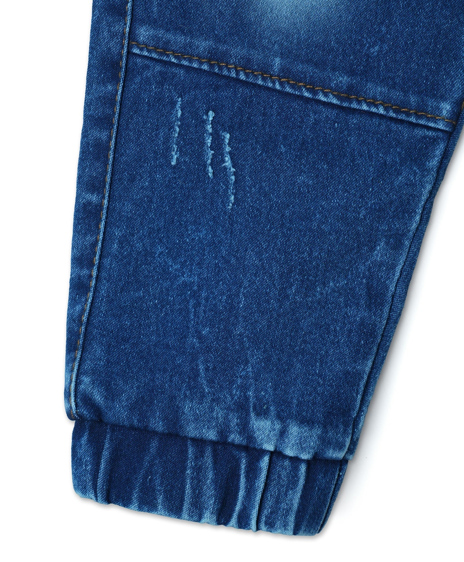 Stretchable Denim Jeans with Little Monster Patch and Rib