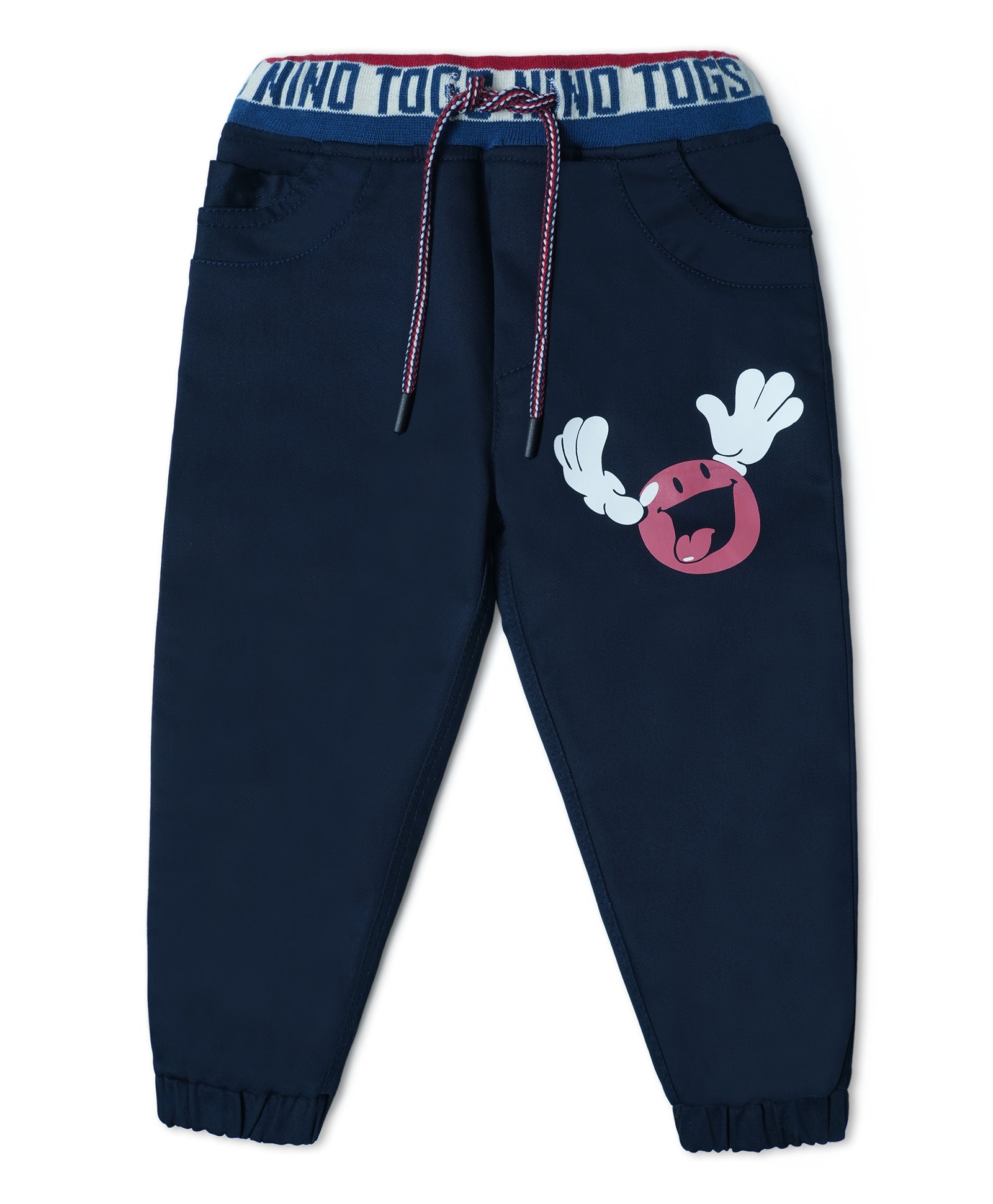 Stretchable Cotton Jeans with Smiley Print and Rib