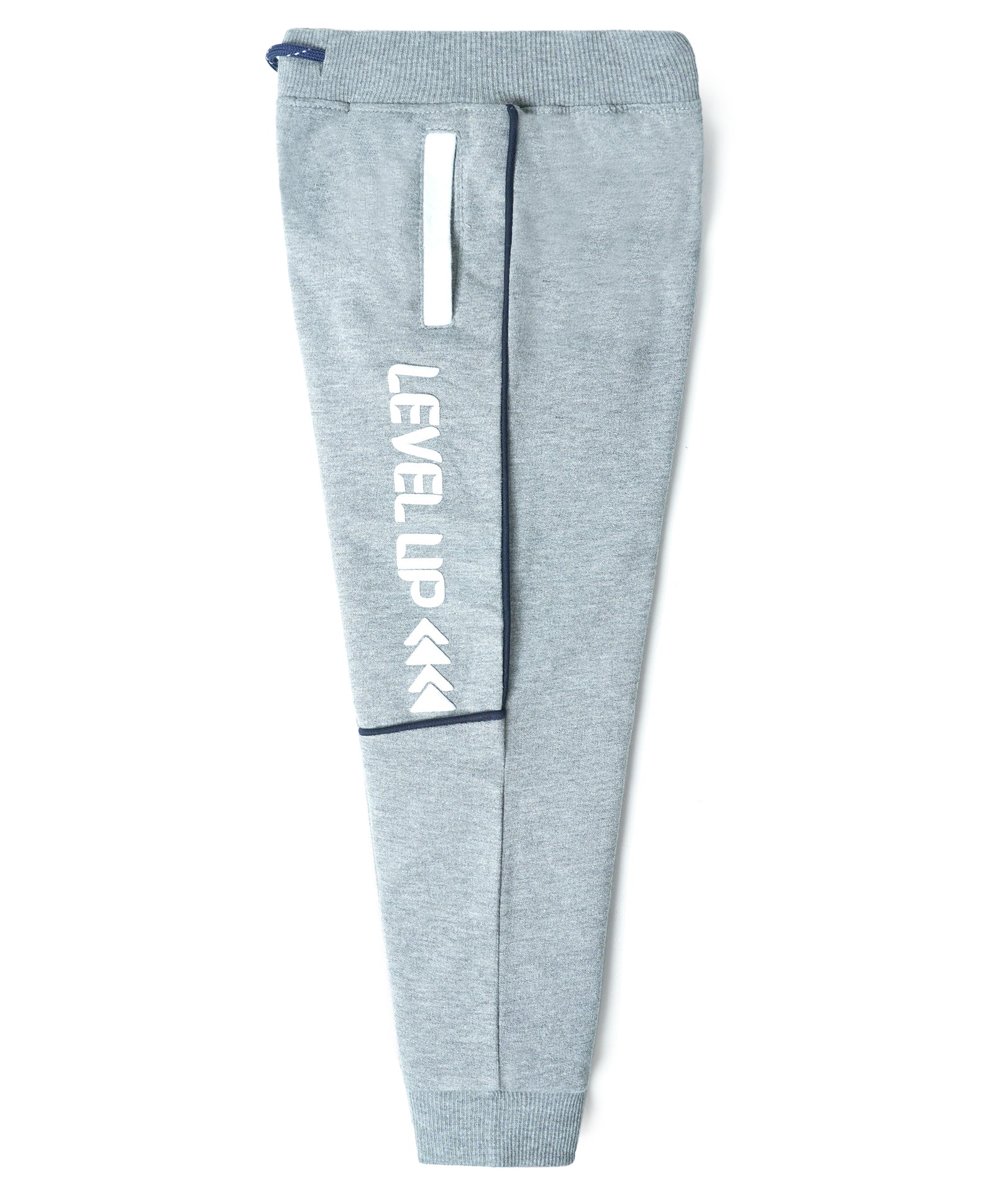 Cotton Looper Full Length Fancy Pocket LevelUp Printed Joggers - Grey
