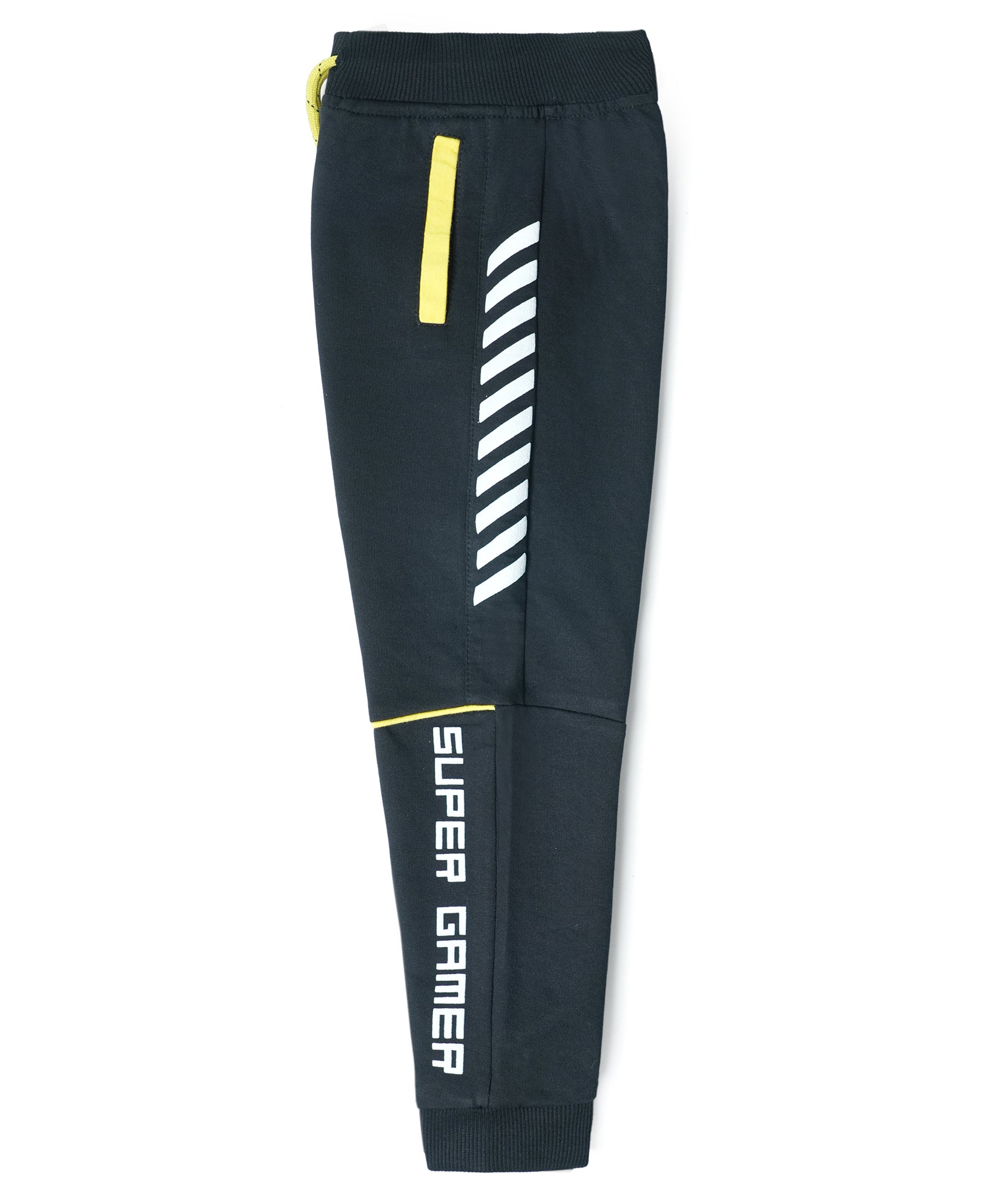 Cotton Looper Full Length Fancy Pocket SuperGamer Printed Joggers - Black