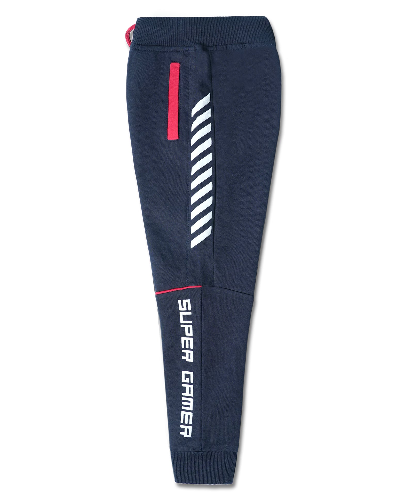 Cotton Looper Full Length Fancy Pocket SuperGamer Printed Joggers - Navy