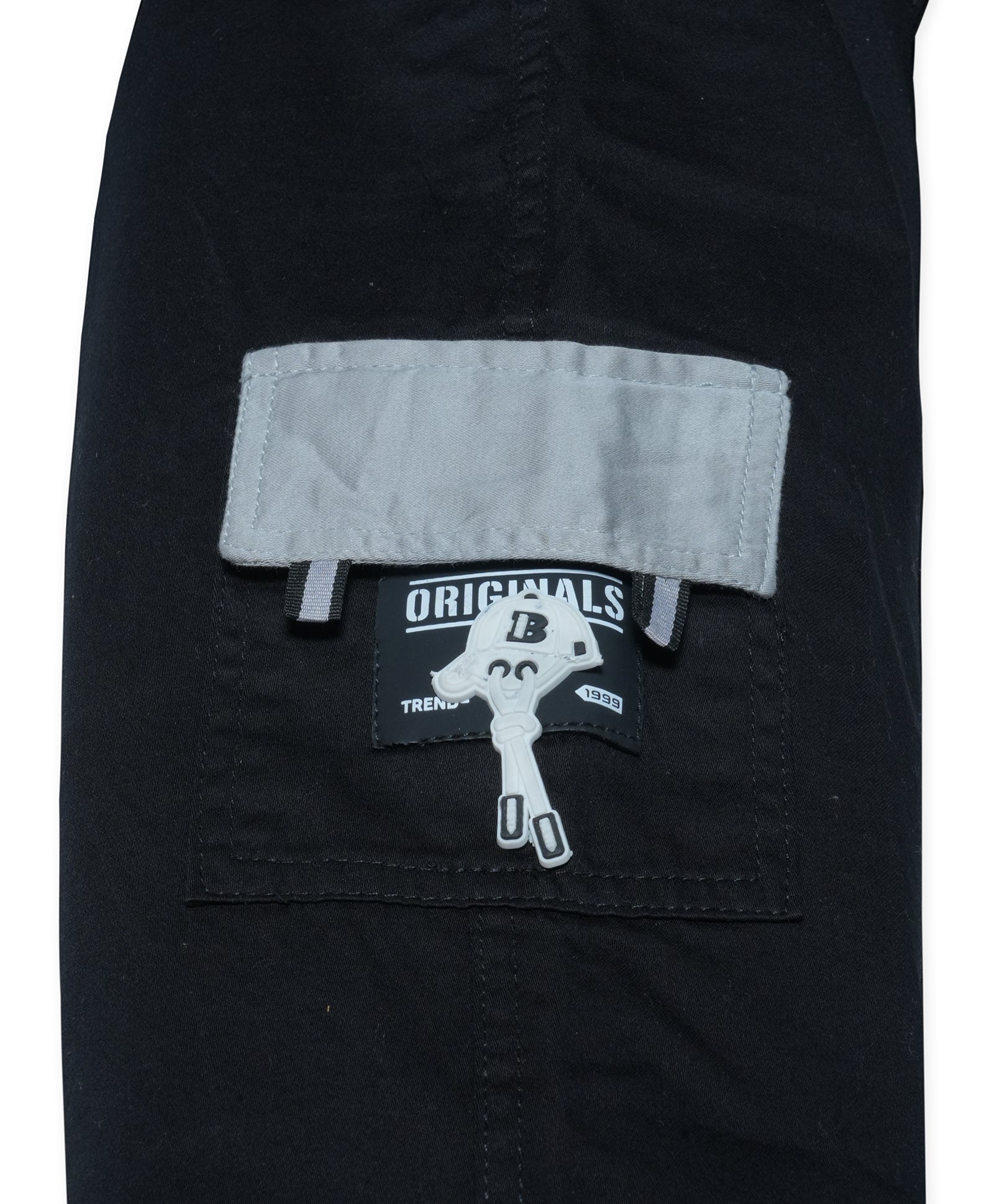 Cotton Woven Cargo Pants with Fancy Side Pockets - Black