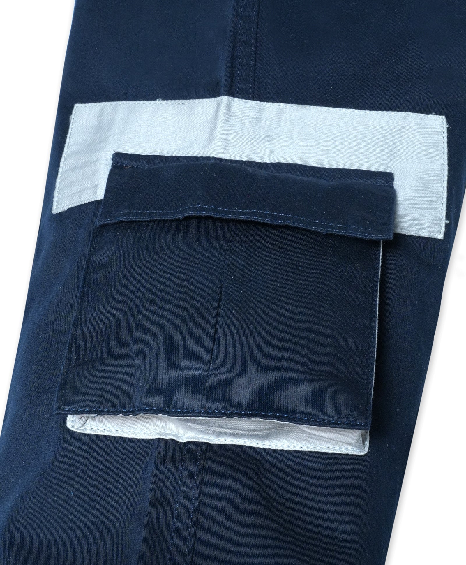 Cotton Woven Cargo Pants with Fancy Box Pockets - Navyblue