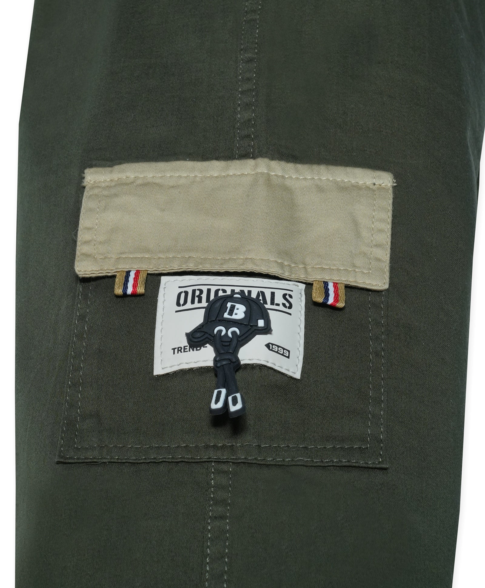 Cotton Woven Cargo Pants with Fancy Side Pockets - Military Green