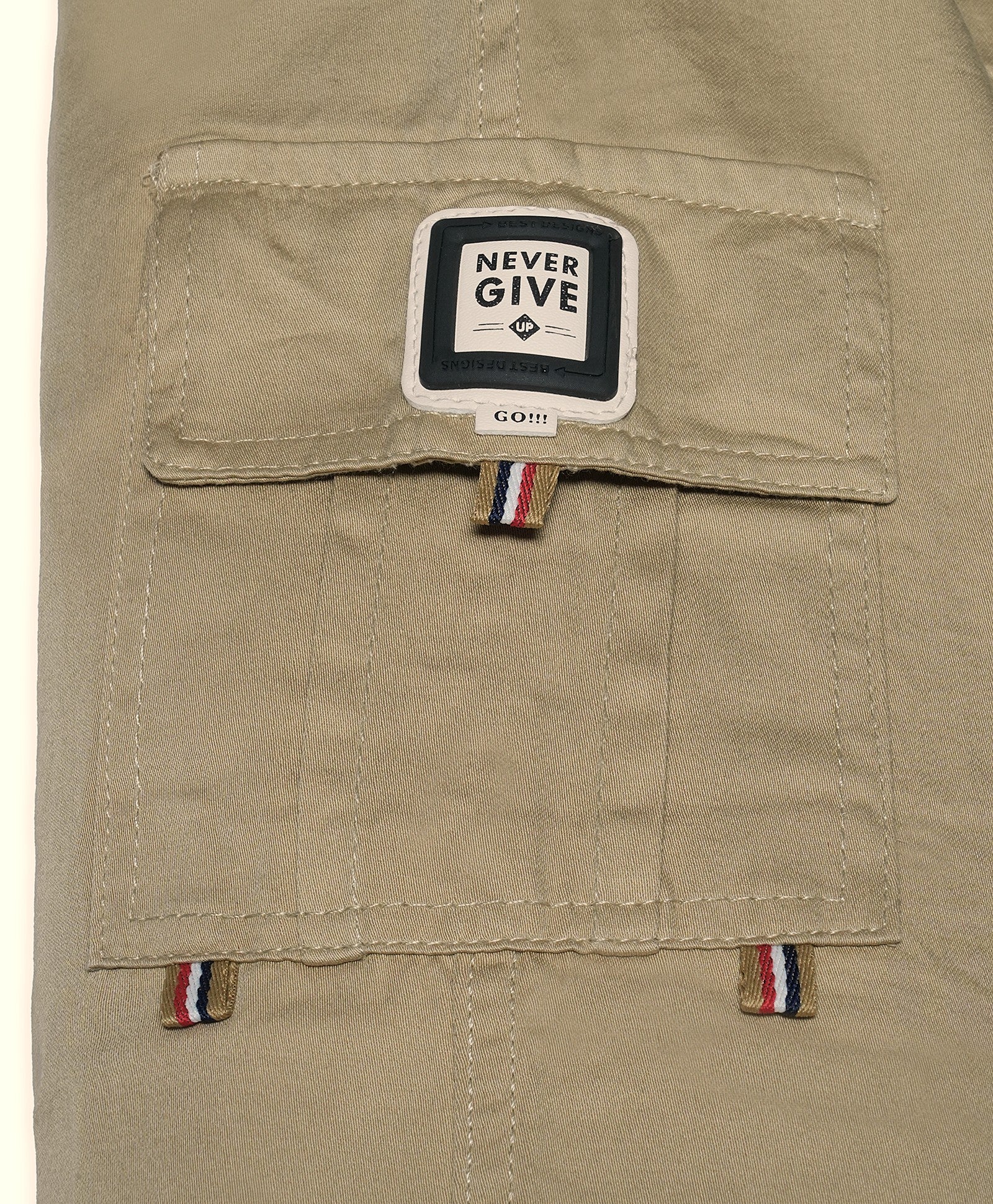 Cotton Woven Cargo Pants with Side Pockets - Khaki