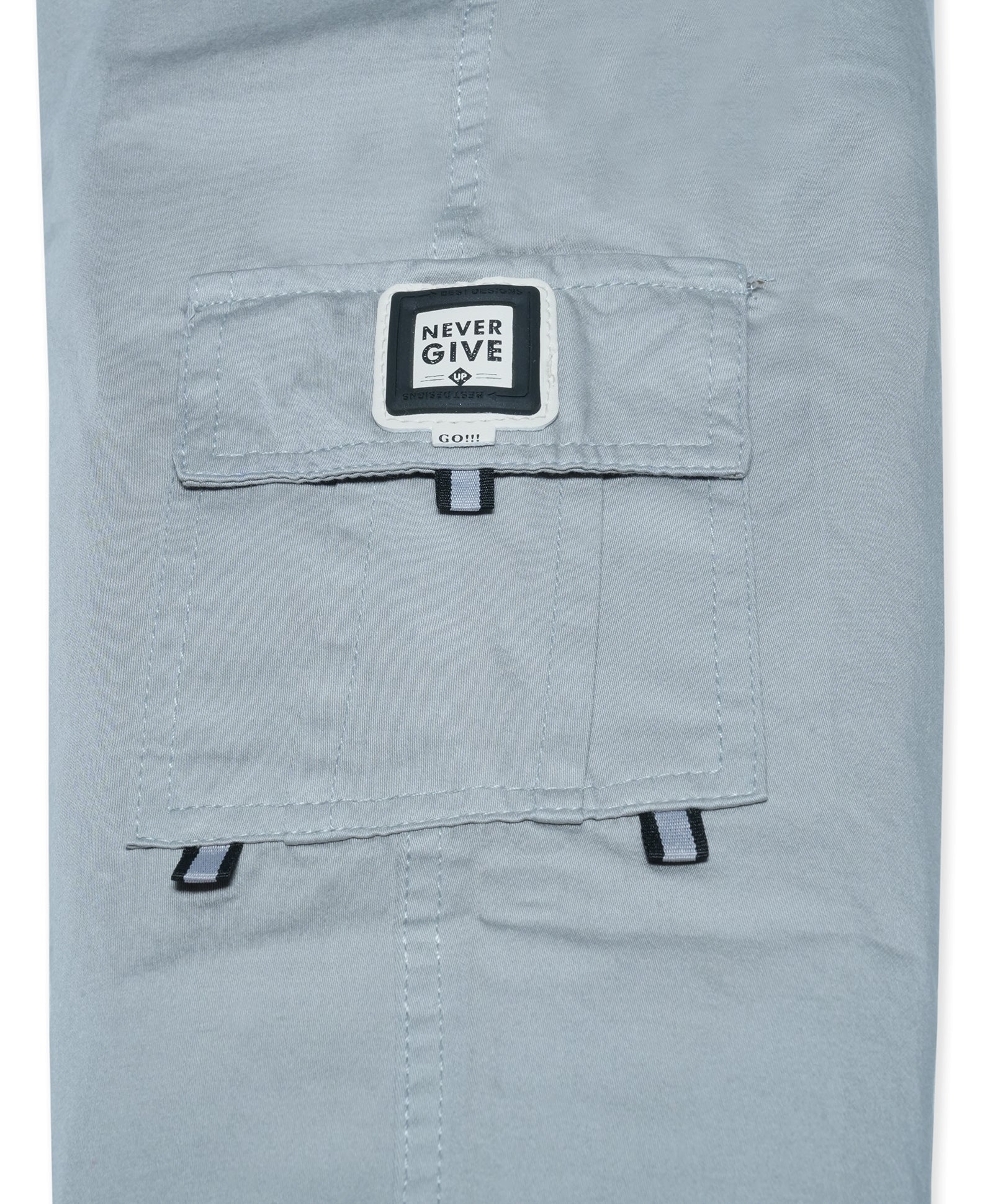 Cotton Woven Cargo Pants with Side Pockets - Ash Grey