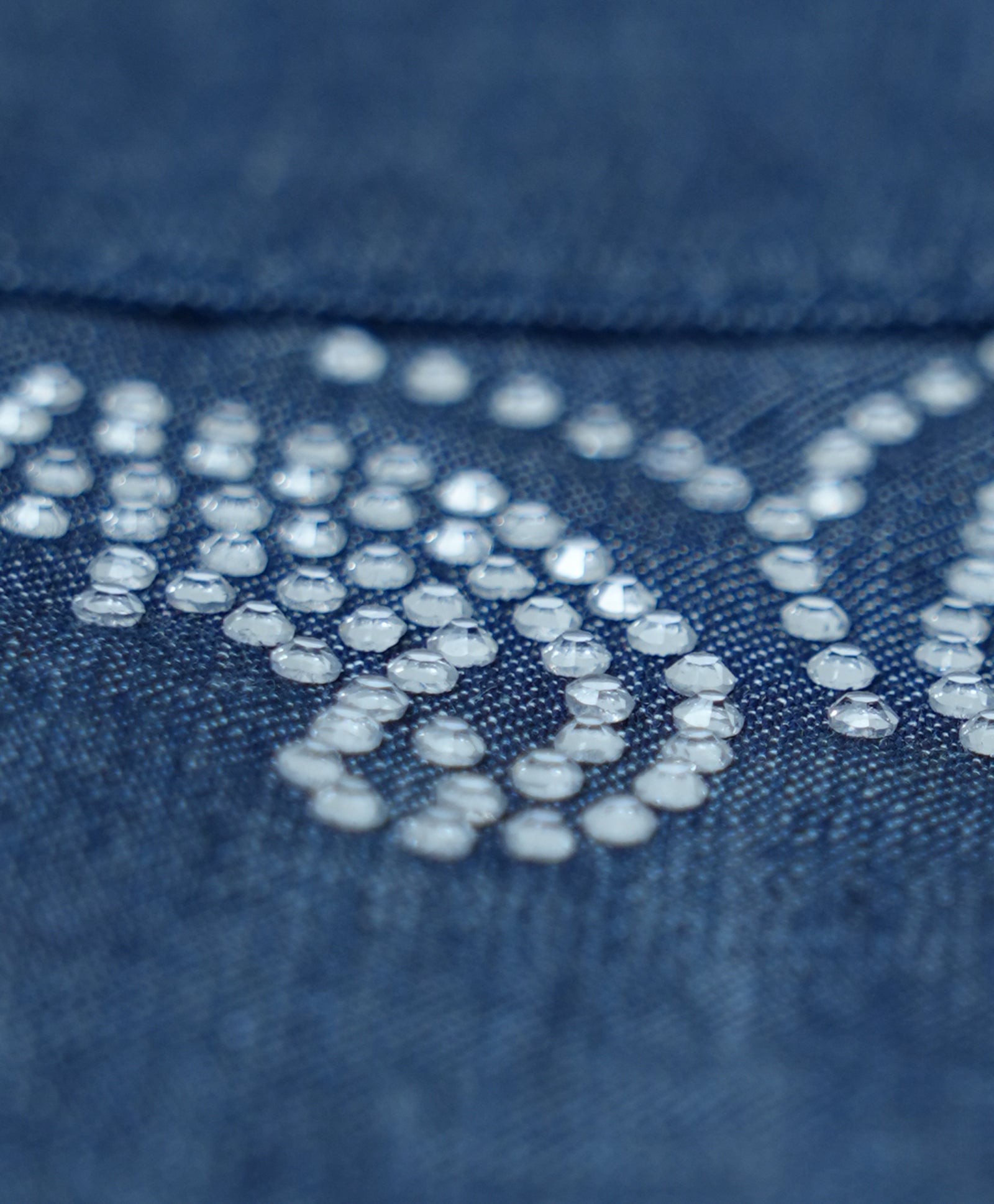 Denim Flared Pants with Rhinestone Butterflies