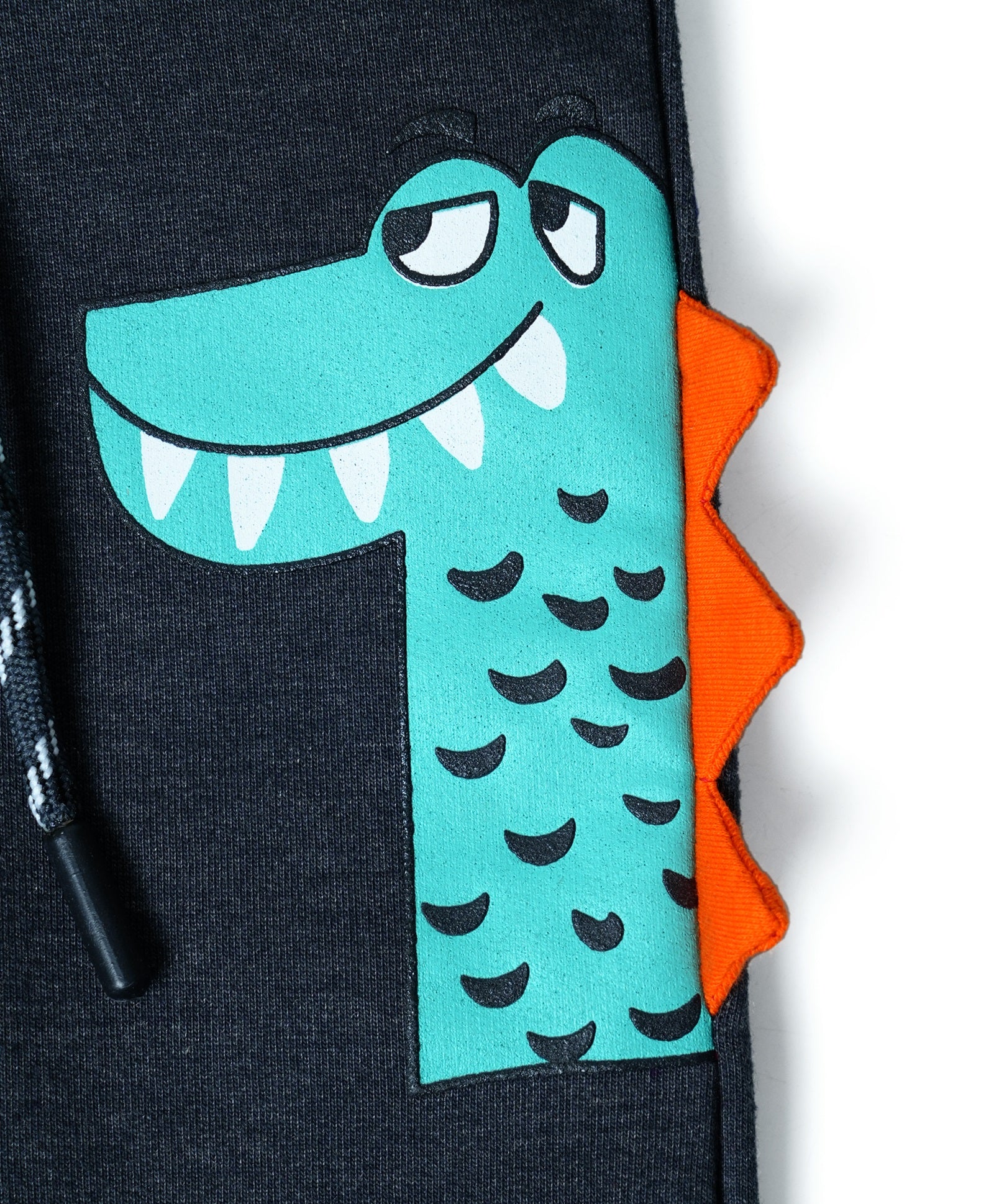 Cotton Looper Full Length Fancy Croc Printed Joggers - Charcoal