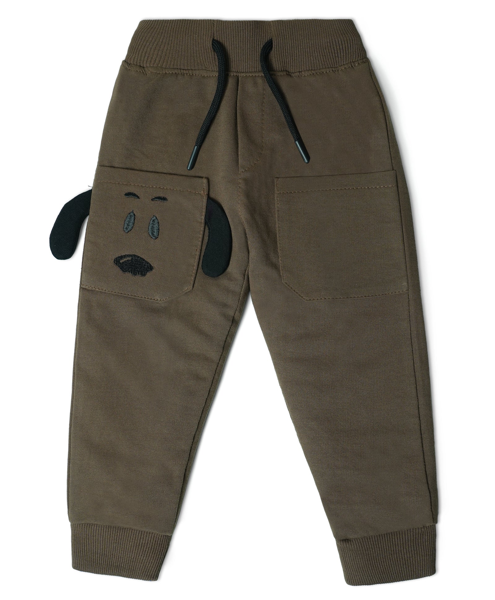Cotton Looper Full Length Fancy Pocket Joggers - Brown