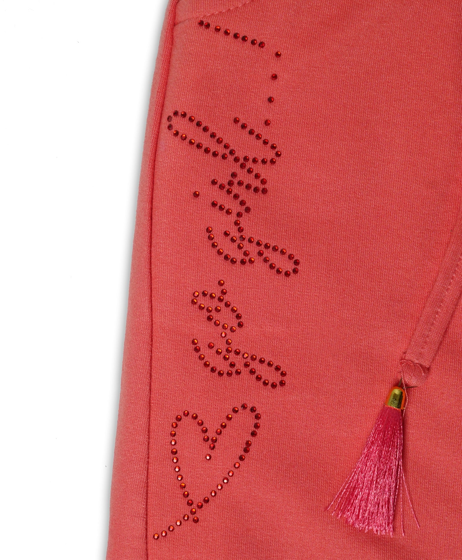 Cotton Joggers with Rhinestone Hearts