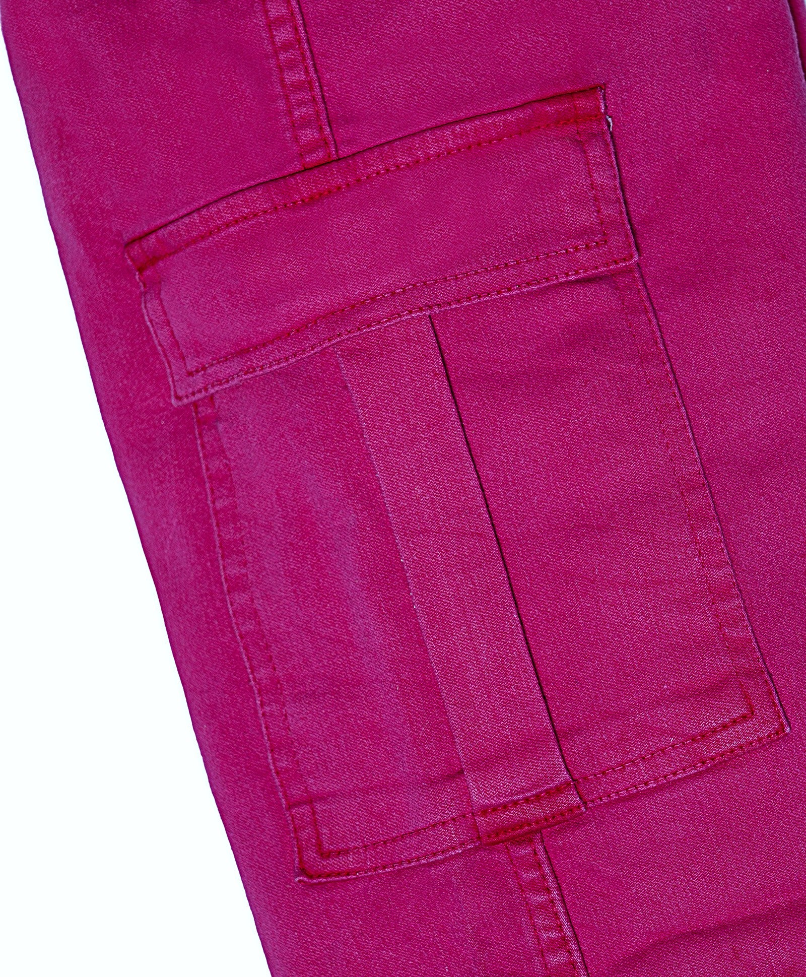 Cotton Denim Relaxed Fit Cargo Style Stretchable Jeans - Pink