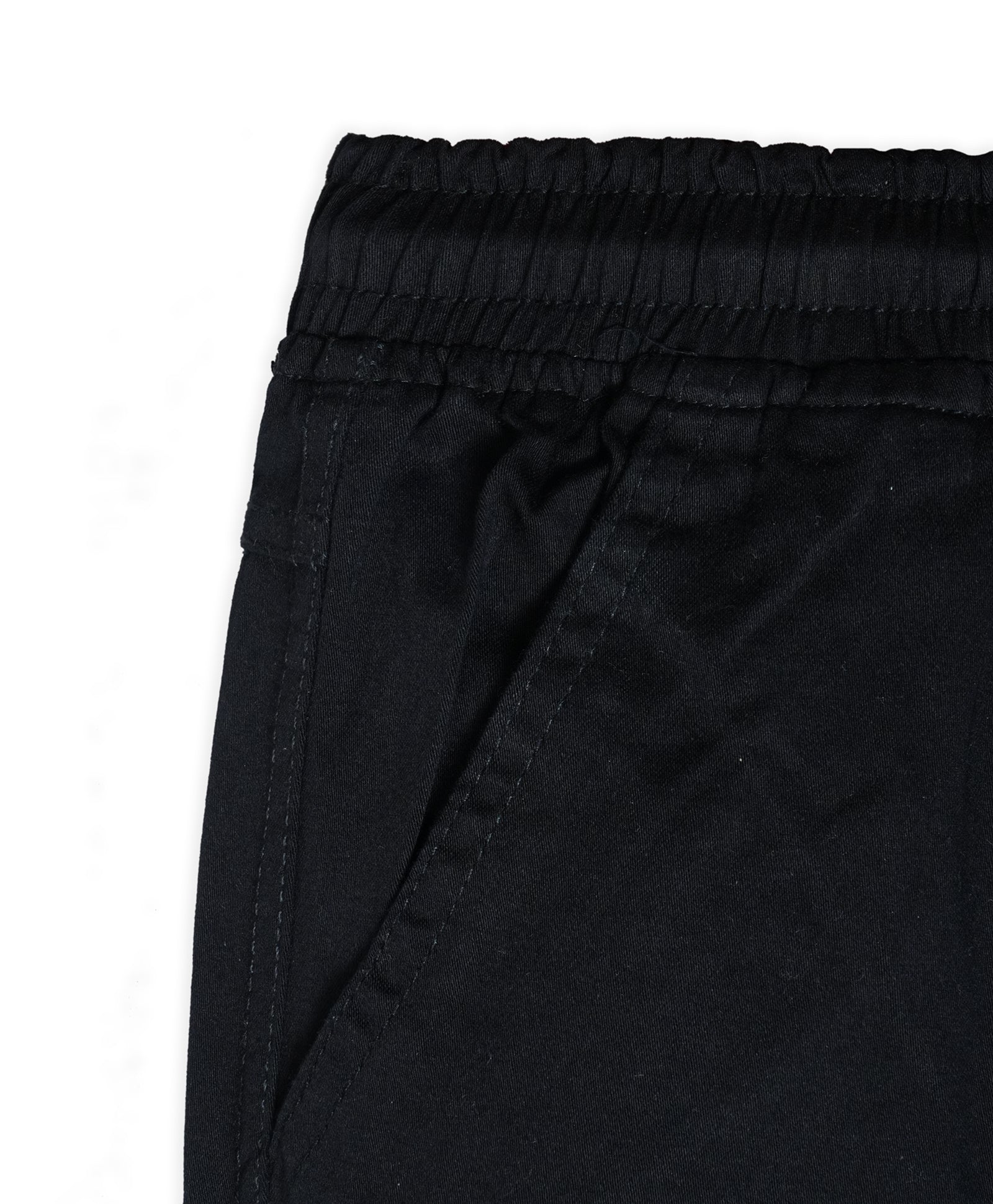Cotton Woven Cargo Pants with Fancy Side Pockets - Black