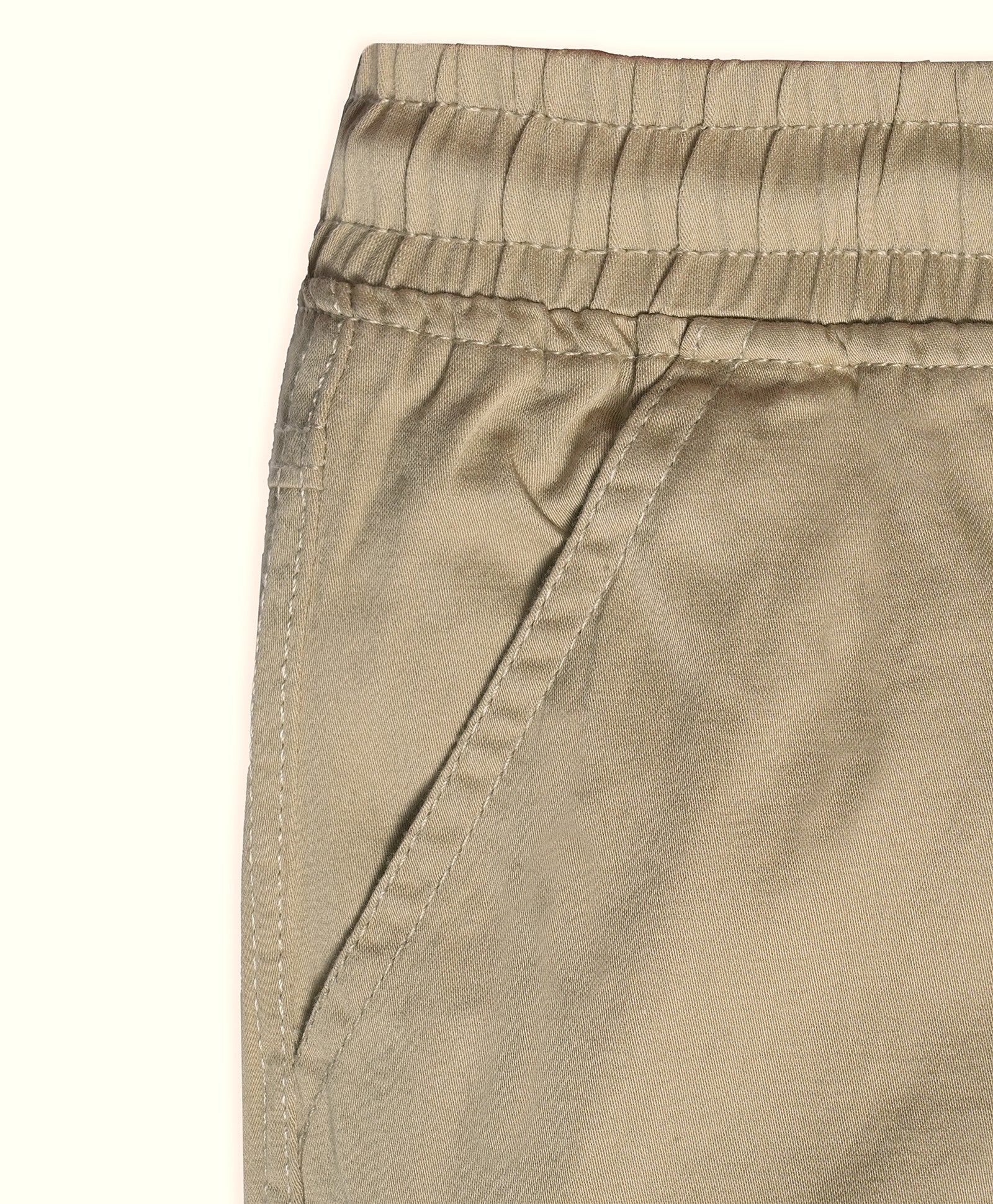 Cotton Woven Cargo Pants with Side Pockets - Khaki