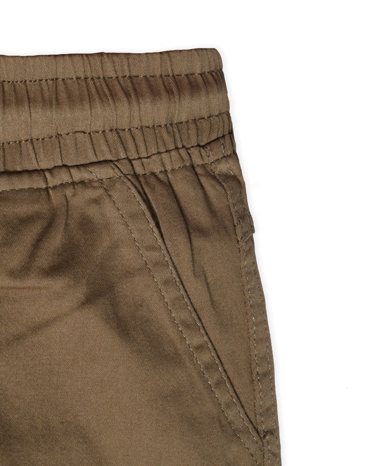 Cotton Woven Cargo Pants with Side Pockets - Brown