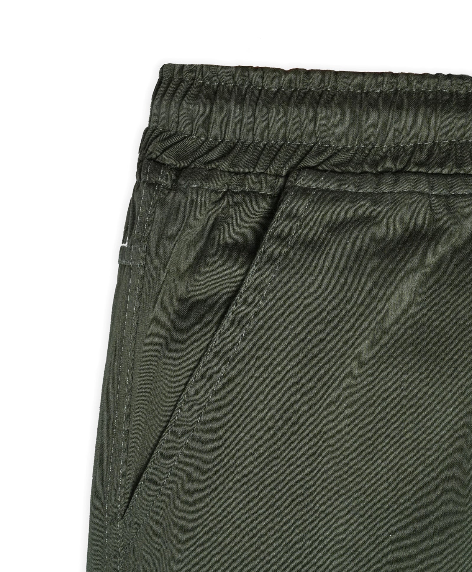 Cotton Woven Cargo Pants with Fancy Side Pockets - Military Green